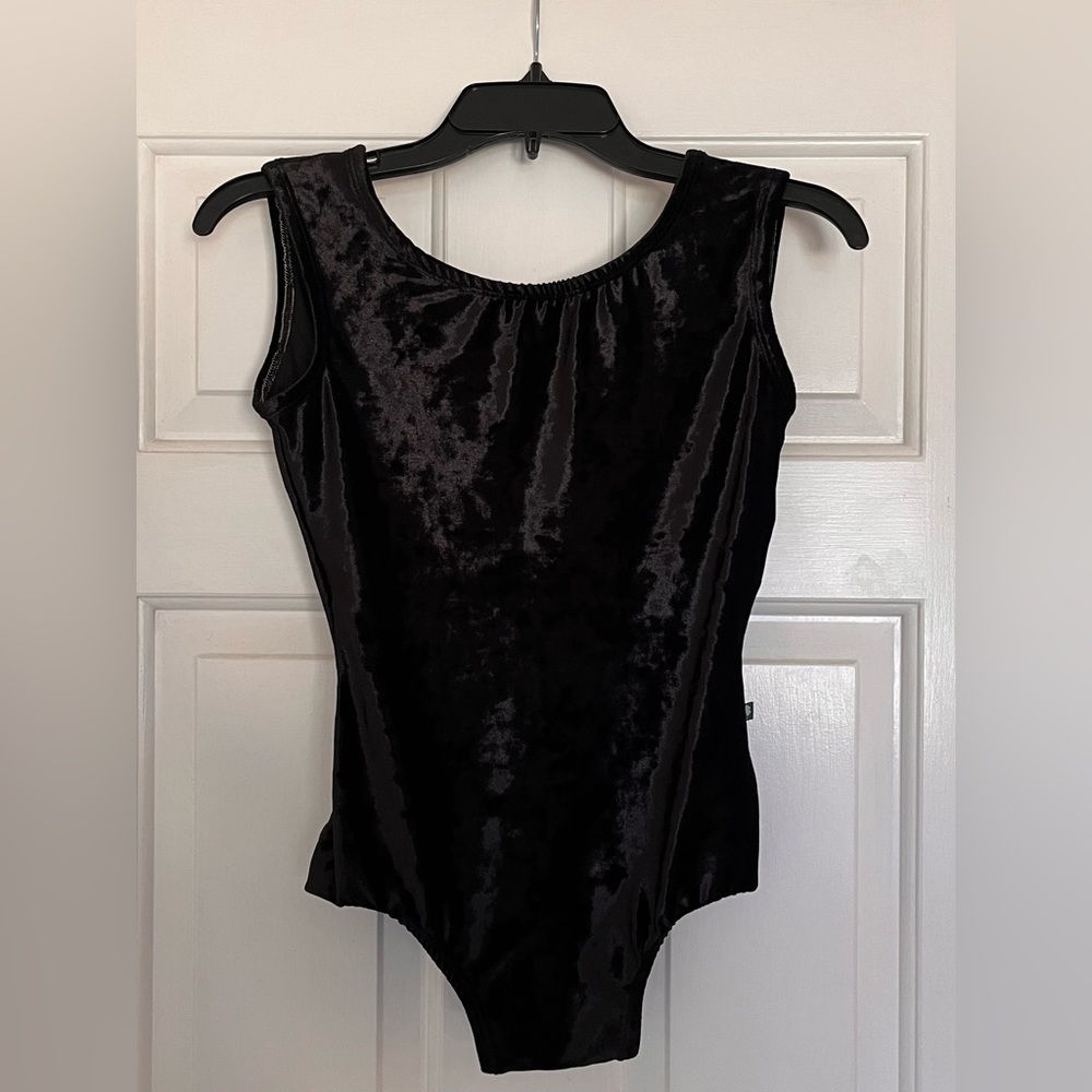 Luckyleo Leotard - Medium Adult, Black Crushed Velvet, Dancewear